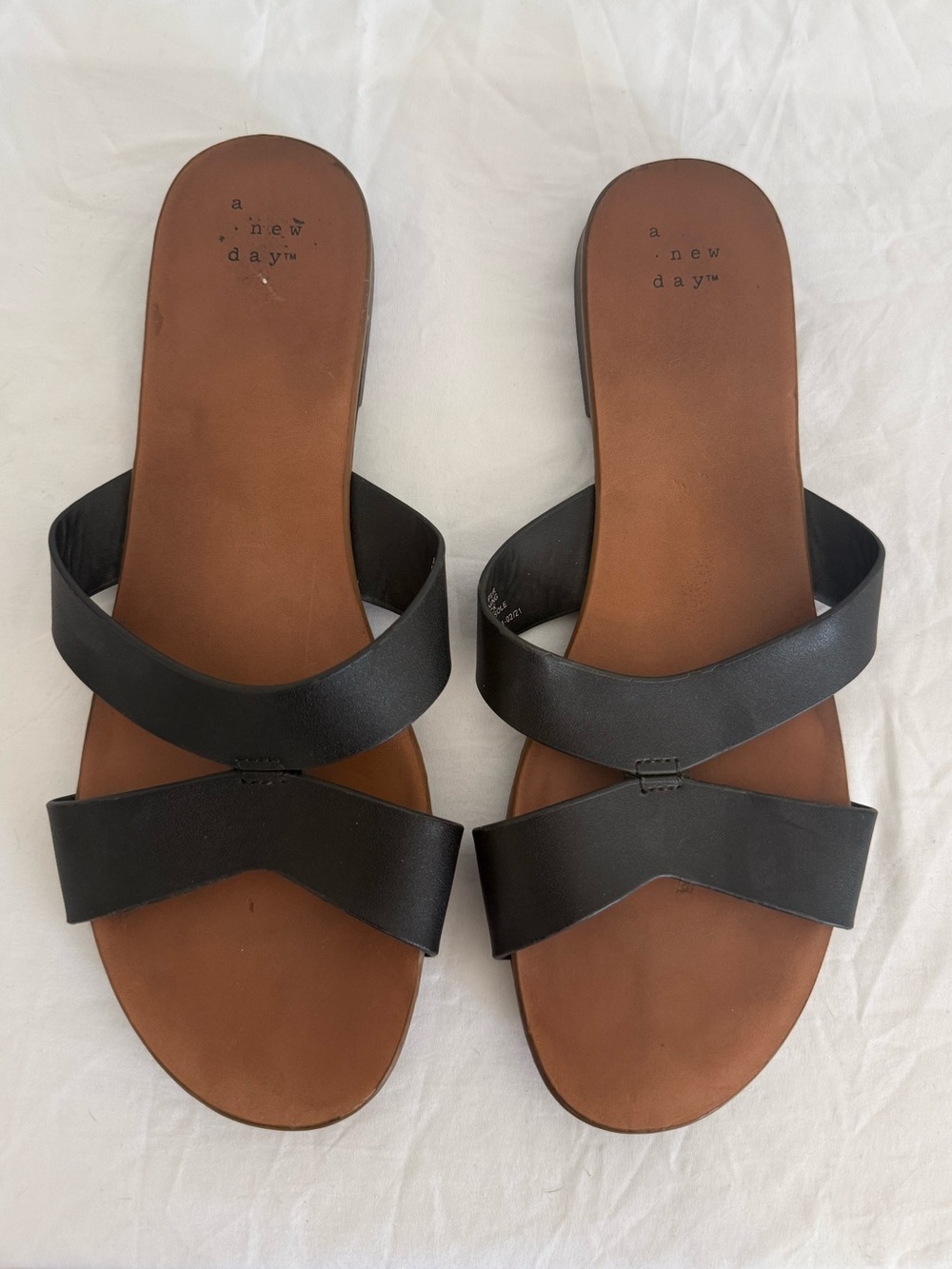 Black Leather Strapy Sandals | Size 9.5
